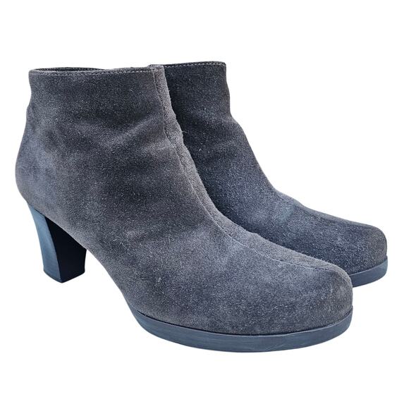 Brown Suede Waterproof Boot La Canadienne Size 8 Leather Heeled Ankle Bootie Zip - Picture 1 of 14